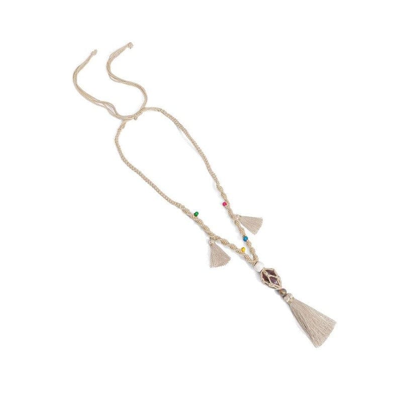 Collier en Macramé Luxe avec Perles Éclatantes Esprit Macramé