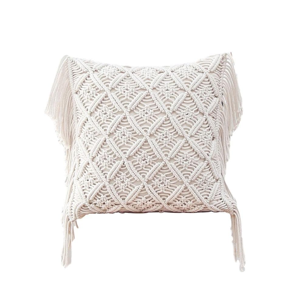 Coussin Bohème en Macramé Blanc Élégance Esprit Macramé