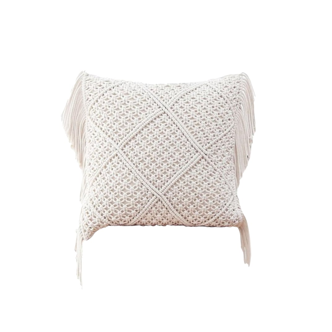 Coussin Écru en Macramé Élégant Esprit Macramé