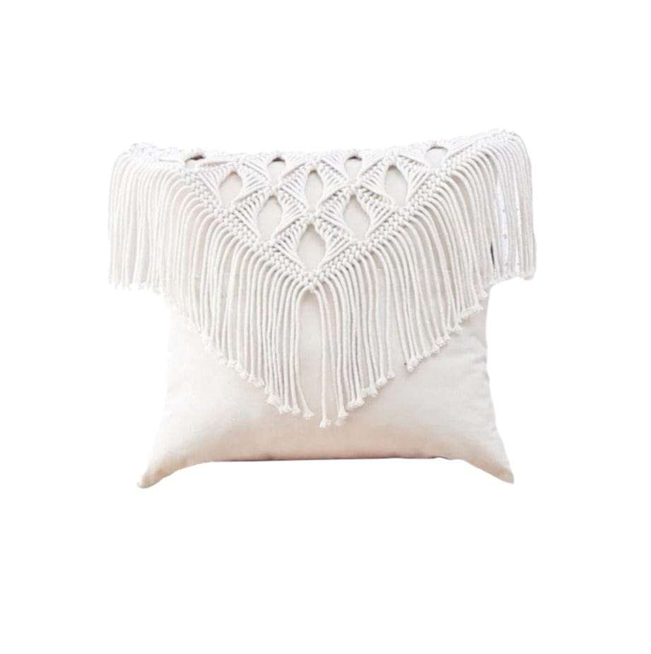 Coussin Macramé Blanc Élégance Esprit Macramé