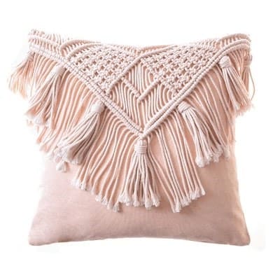 Coussin Macramé Rose Élégance Esprit Macramé