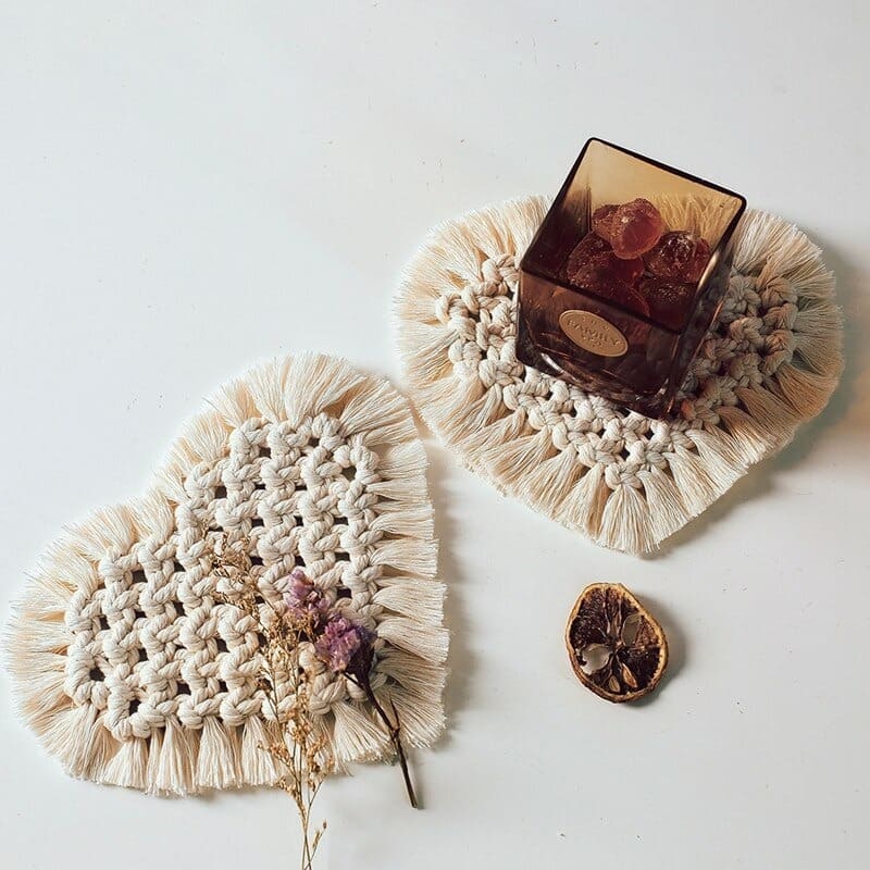 Dessous de verre en Macramé - Cœur Éternel Esprit Macramé