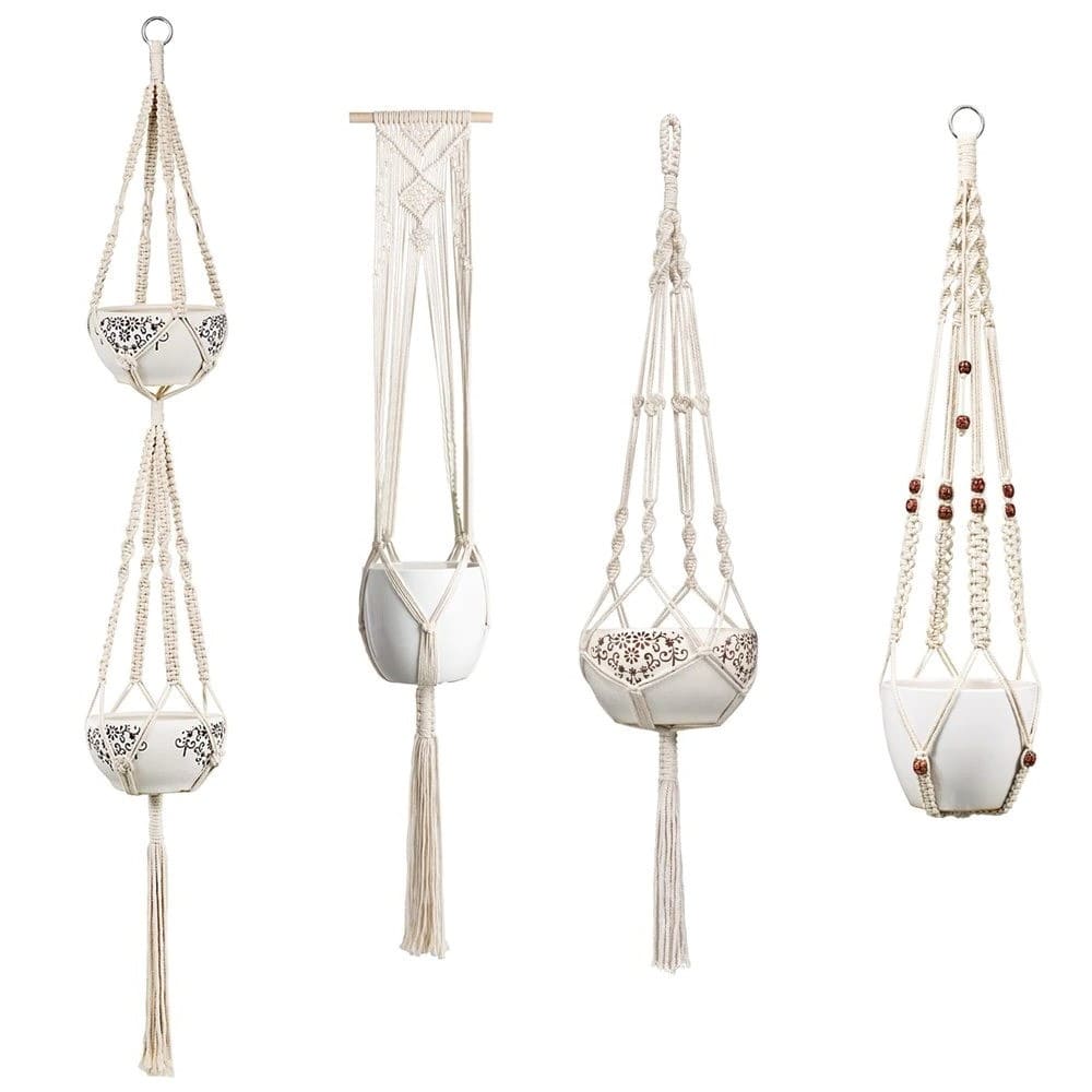 Ensemble de 4 suspensions Macramé Élégance Artisanale Esprit Macramé