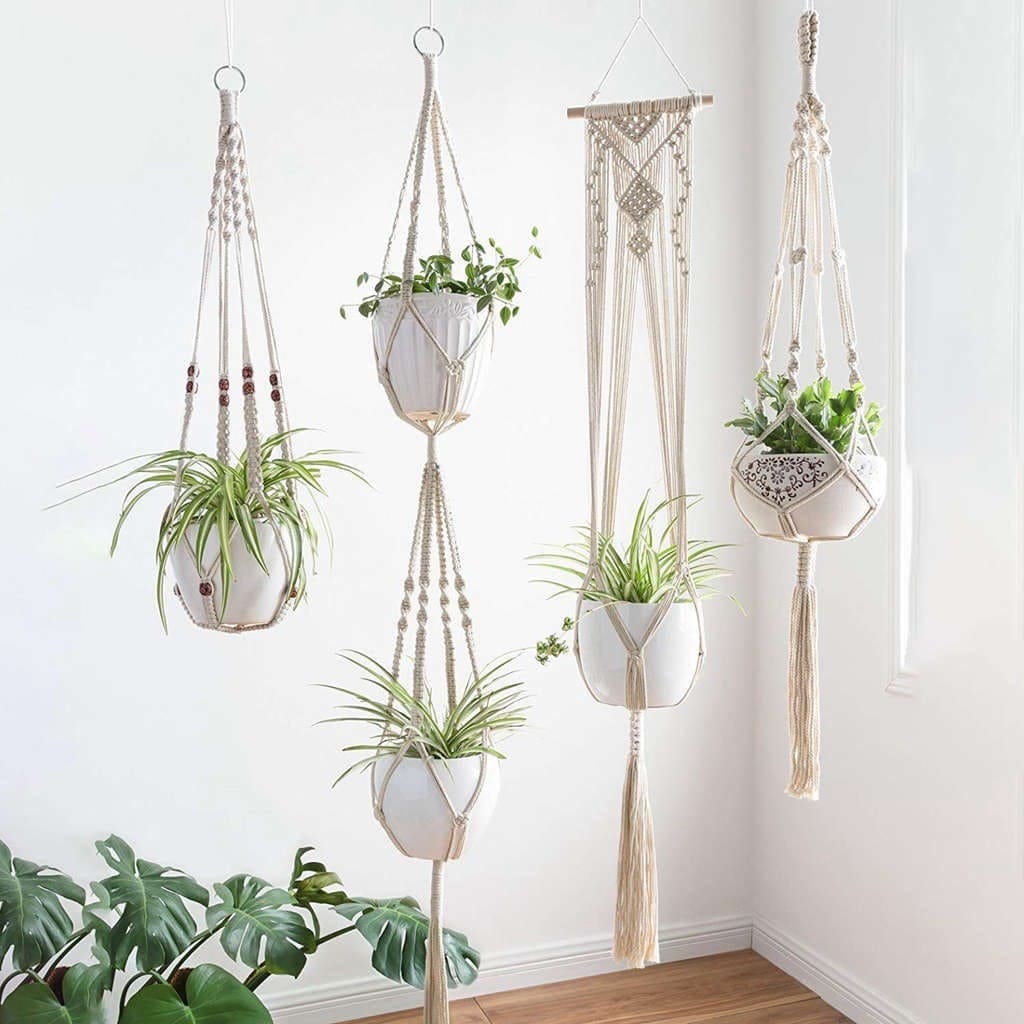 Ensemble de 4 suspensions Macramé Élégance Artisanale Esprit Macramé