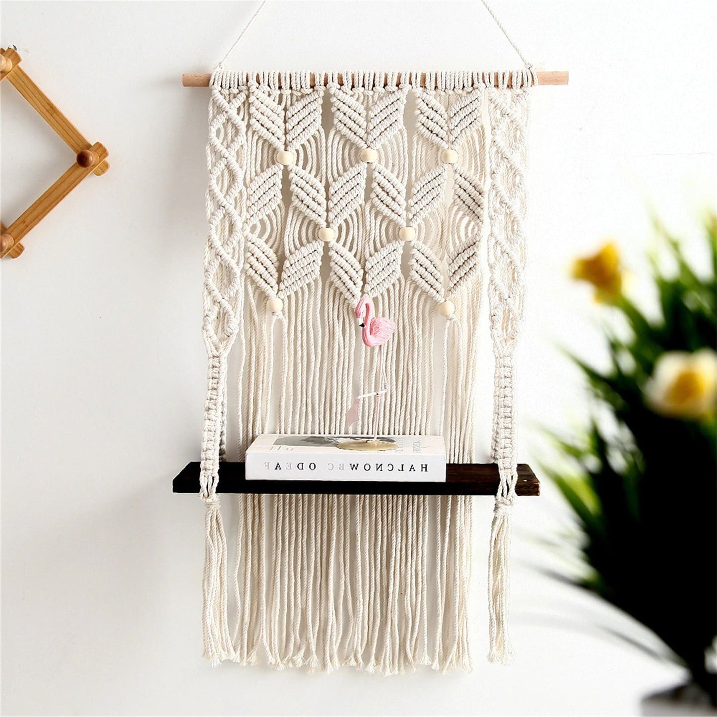 Étagère en Macramé avec perles élégantes Esprit Macramé