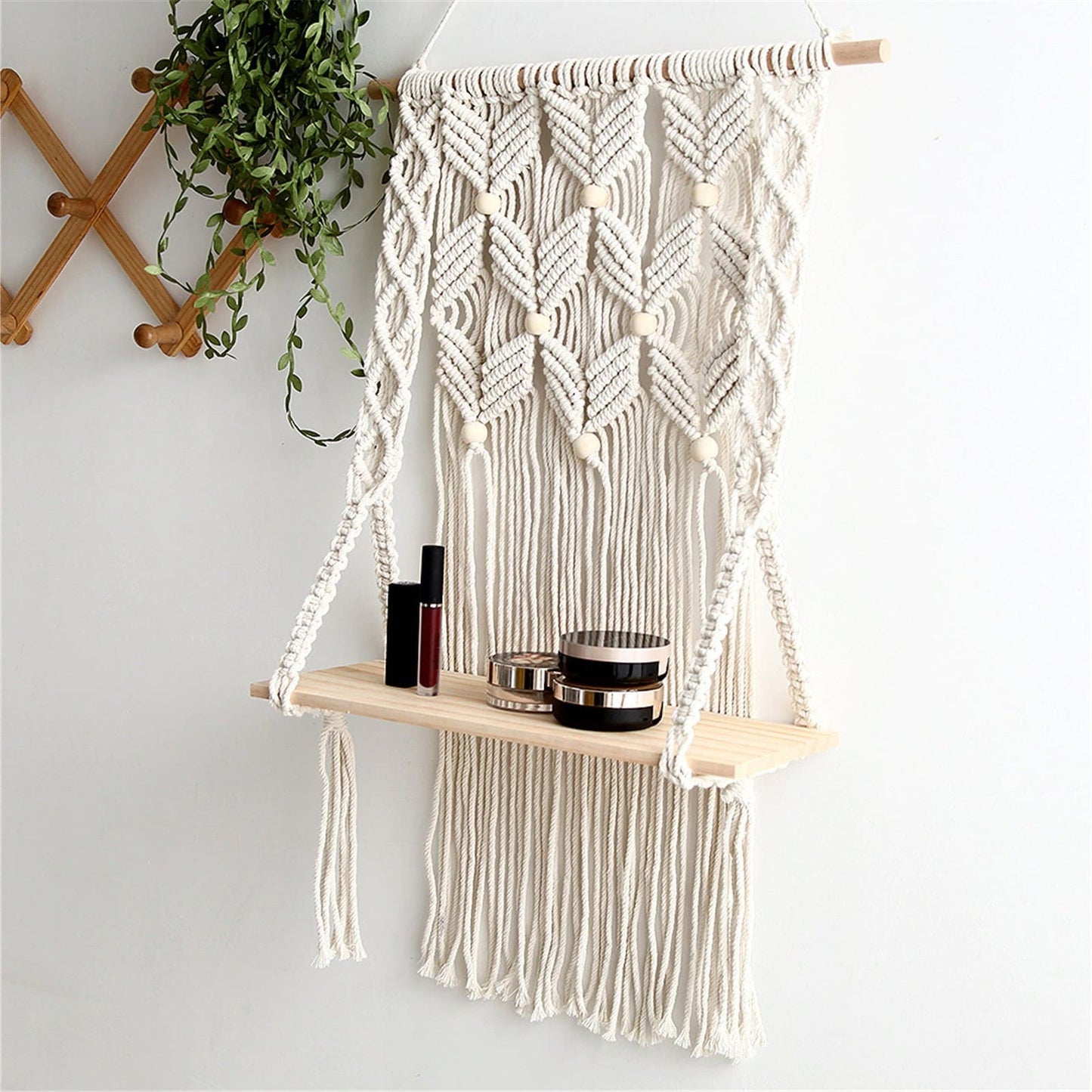 Étagère en Macramé avec perles élégantes Esprit Macramé