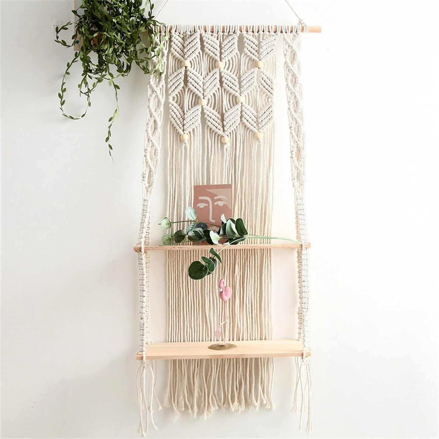 Étagère en Macramé avec perles élégantes Esprit Macramé