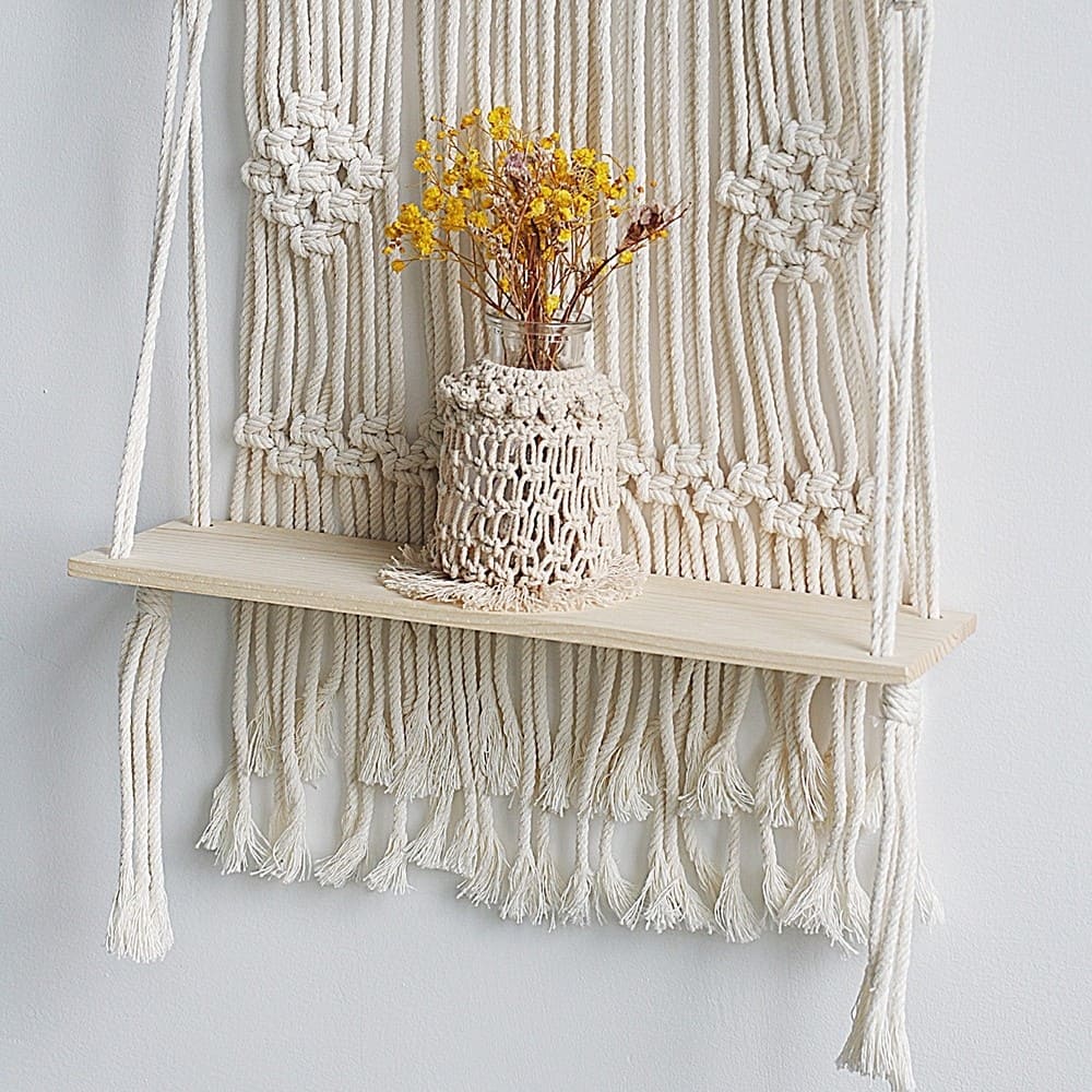 Étagère Murale en Macramé Élégant Esprit Macramé