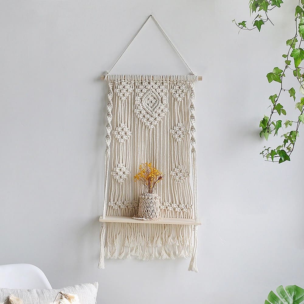 Étagère Murale en Macramé Élégant Esprit Macramé