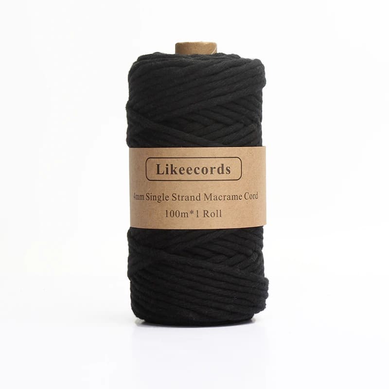 Fil Macramé noir 4 mm - 100 m de qualité supérieure Esprit Macramé