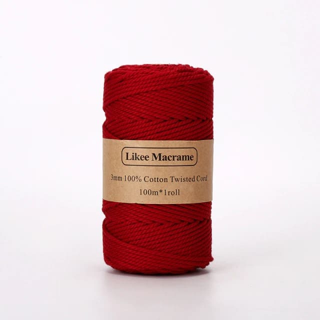 Fil Macramé rouge 3 mm - 100m de qualité supérieure Esprit Macramé