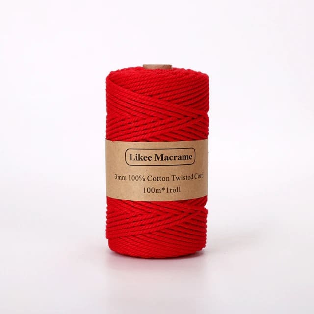 Fil Macramé rouge 3 mm - 100m de qualité supérieure Esprit Macramé