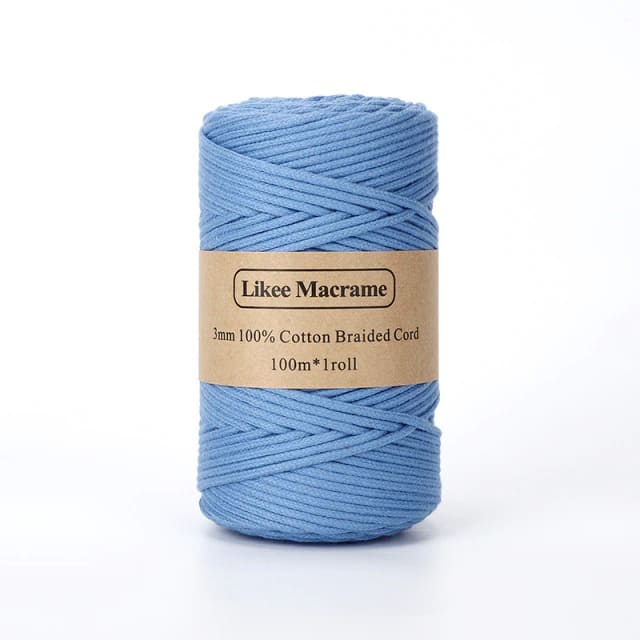 Fil Macramé Tressé Premium Bleu 3 mm – 100m Esprit Macramé