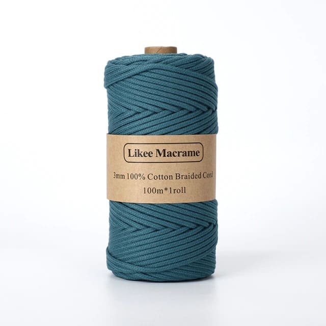 Fil Macramé Tressé Premium Bleu 3 mm – 100m Esprit Macramé