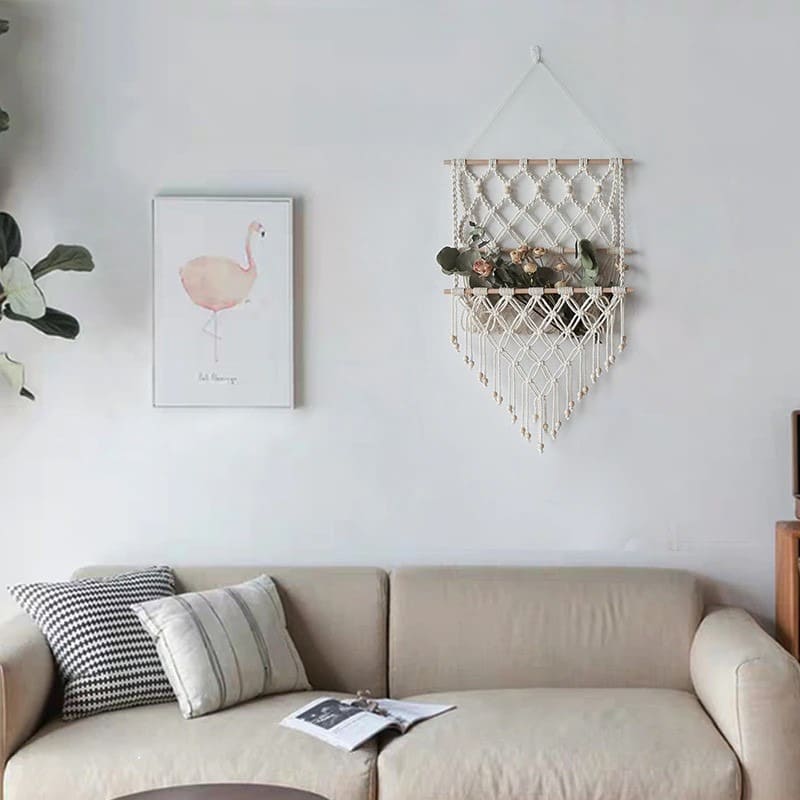 Filet de Rangement Mural en Macramé Éclat Design Esprit Macramé