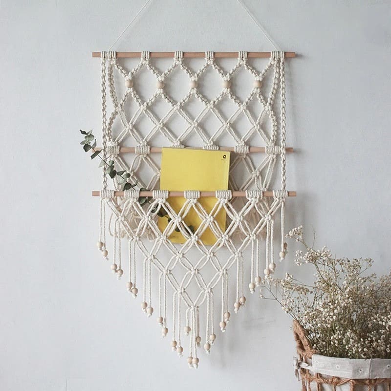 Filet de Rangement Mural en Macramé Éclat Design Esprit Macramé