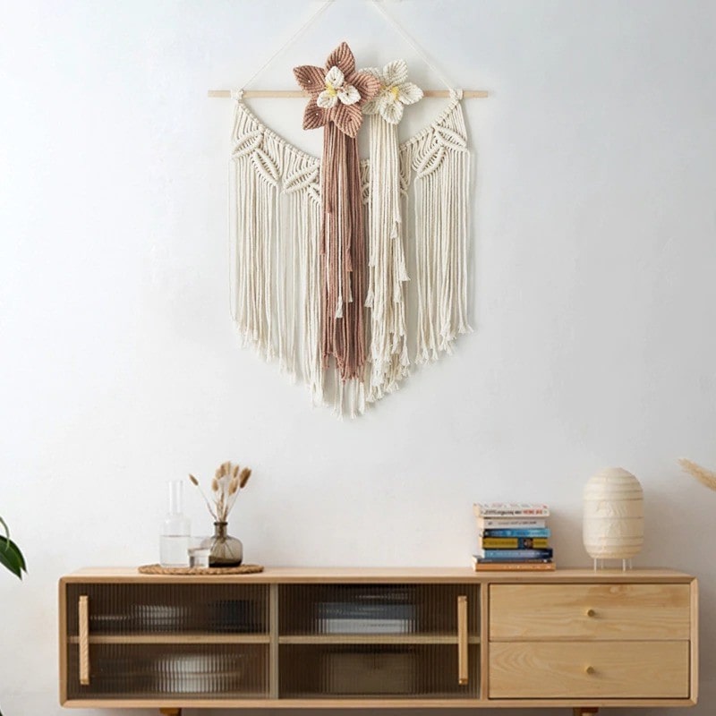 Fleur de Macramé Mural Artisanale Esprit Macramé