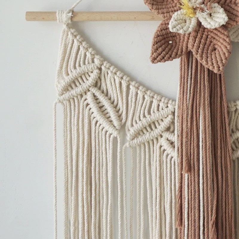 Fleur de Macramé Mural Artisanale Esprit Macramé