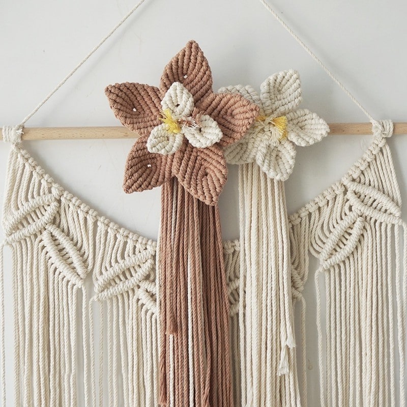 Fleur de Macramé Mural Artisanale Esprit Macramé