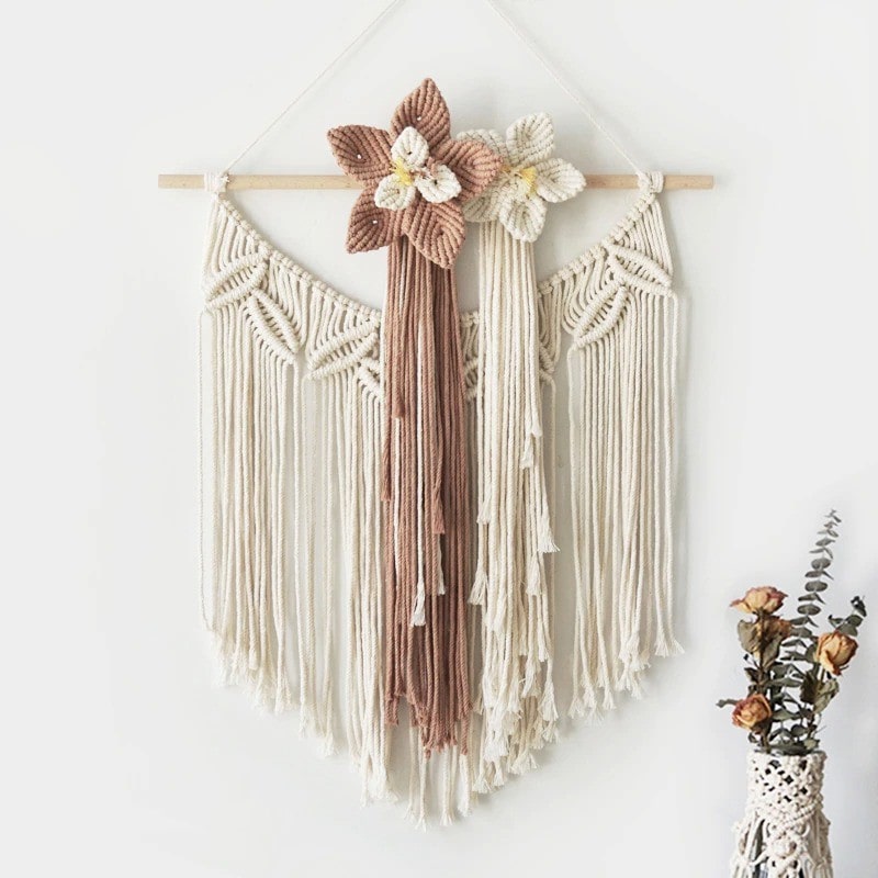 Fleur de Macramé Mural Artisanale Esprit Macramé