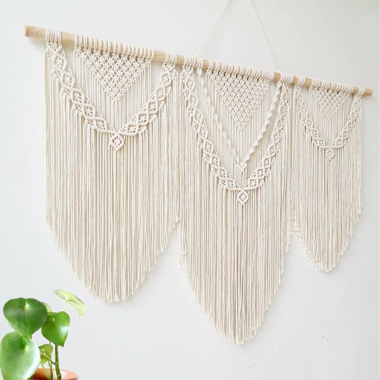 Grand Macramé Mural Artisanal Esprit Macramé
