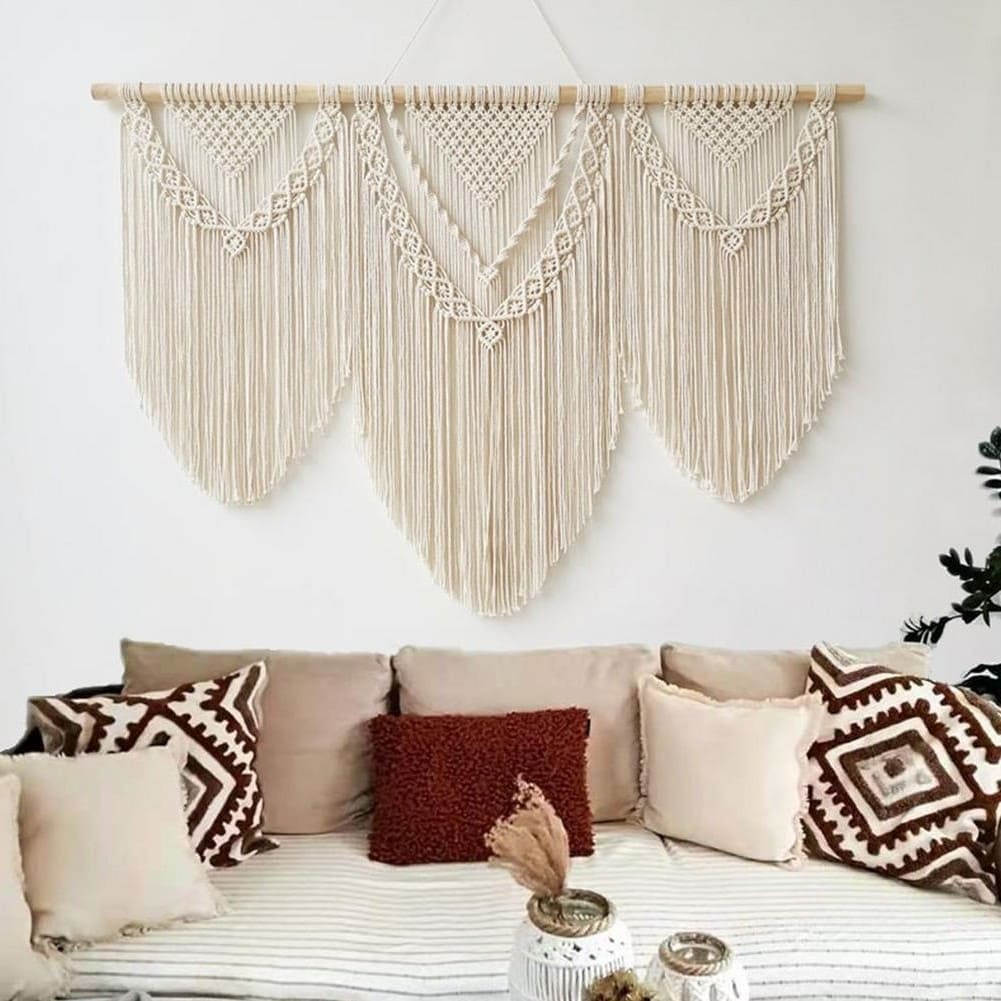 Grand Macramé Mural Artisanal Esprit Macramé