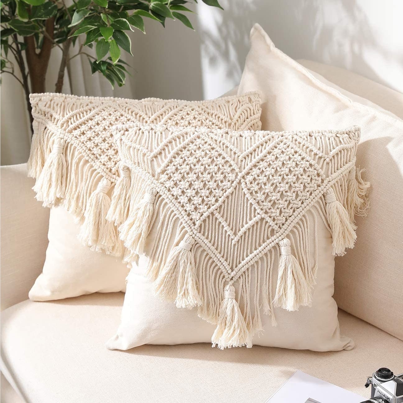 Housse de coussin bohème en Macramé Chic & Co. Esprit Macramé