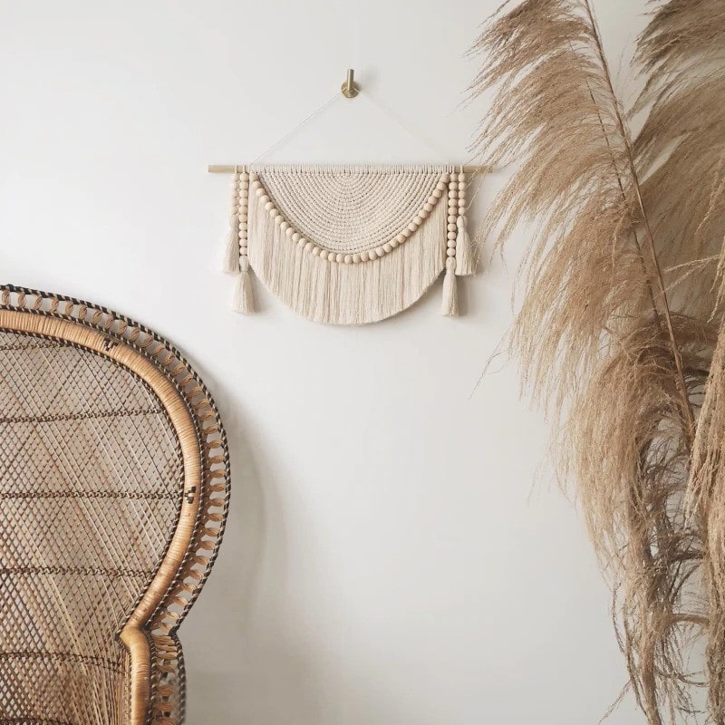 Macramé mural chic avec perles élégantes Esprit Macramé