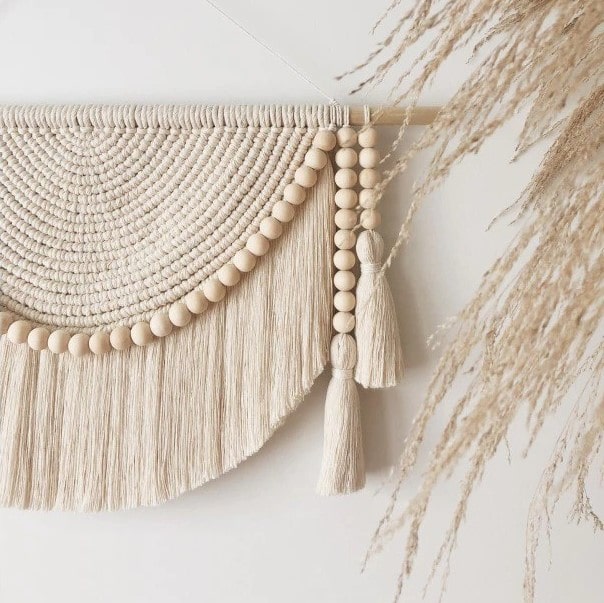Macramé mural chic avec perles élégantes Esprit Macramé