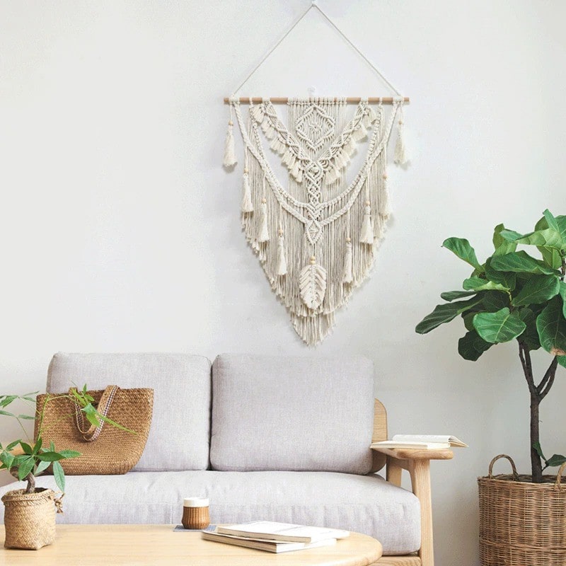 Macramé Mural Élégance pour Salon Esprit Macramé