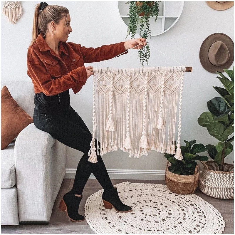 Macramé mural élégant pour chambres bloggées Esprit Macramé