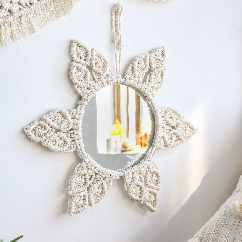 Miroir Bohème Chic en Macramé Élégant Esprit Macramé