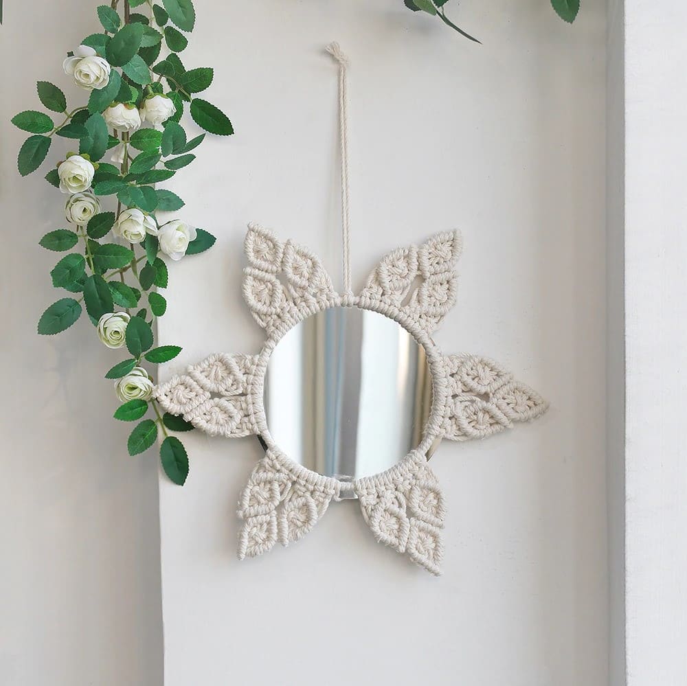 Miroir Bohème Chic en Macramé Élégant Esprit Macramé