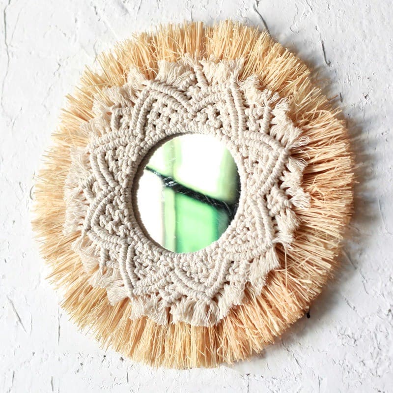 Miroir Doré Macramé Éclatant Esprit Macramé