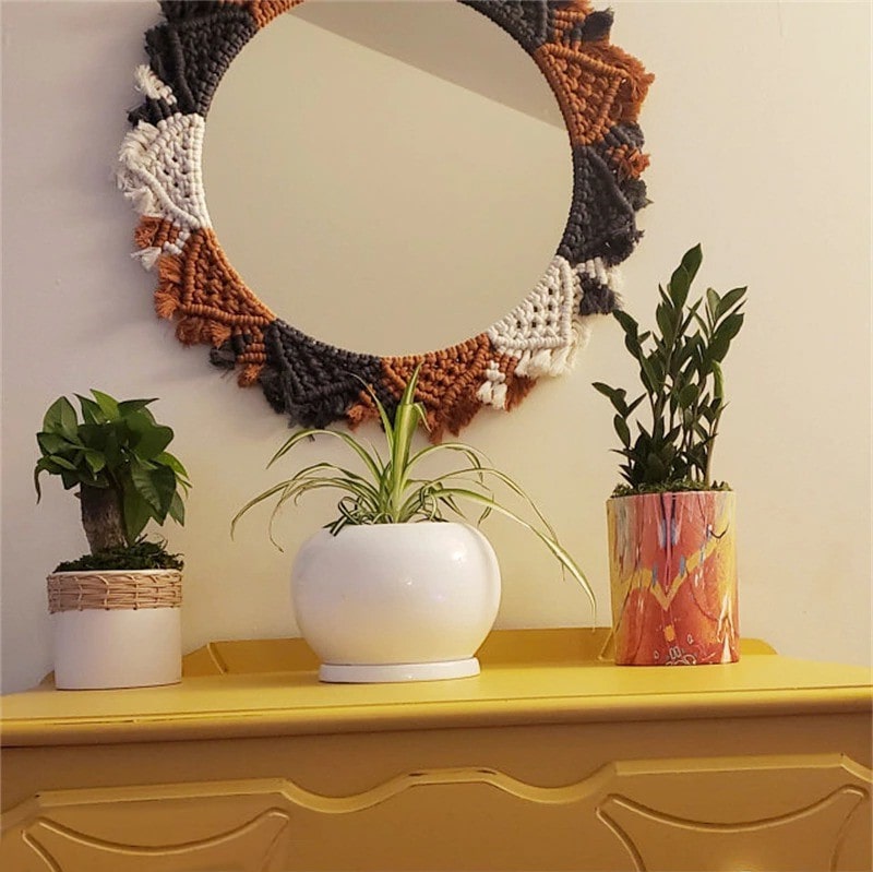 Miroir Éclatant en Macramé Esprit Macramé