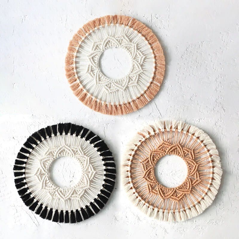 Miroir Mandala en Macramé Artisanal Esprit Macramé