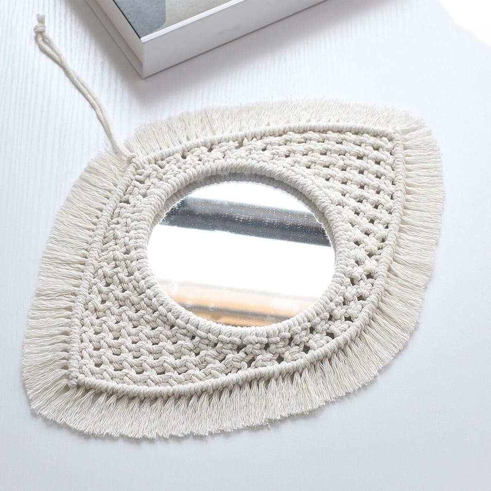 Miroir Mural Macramé Éclat Décoratif Esprit Macramé
