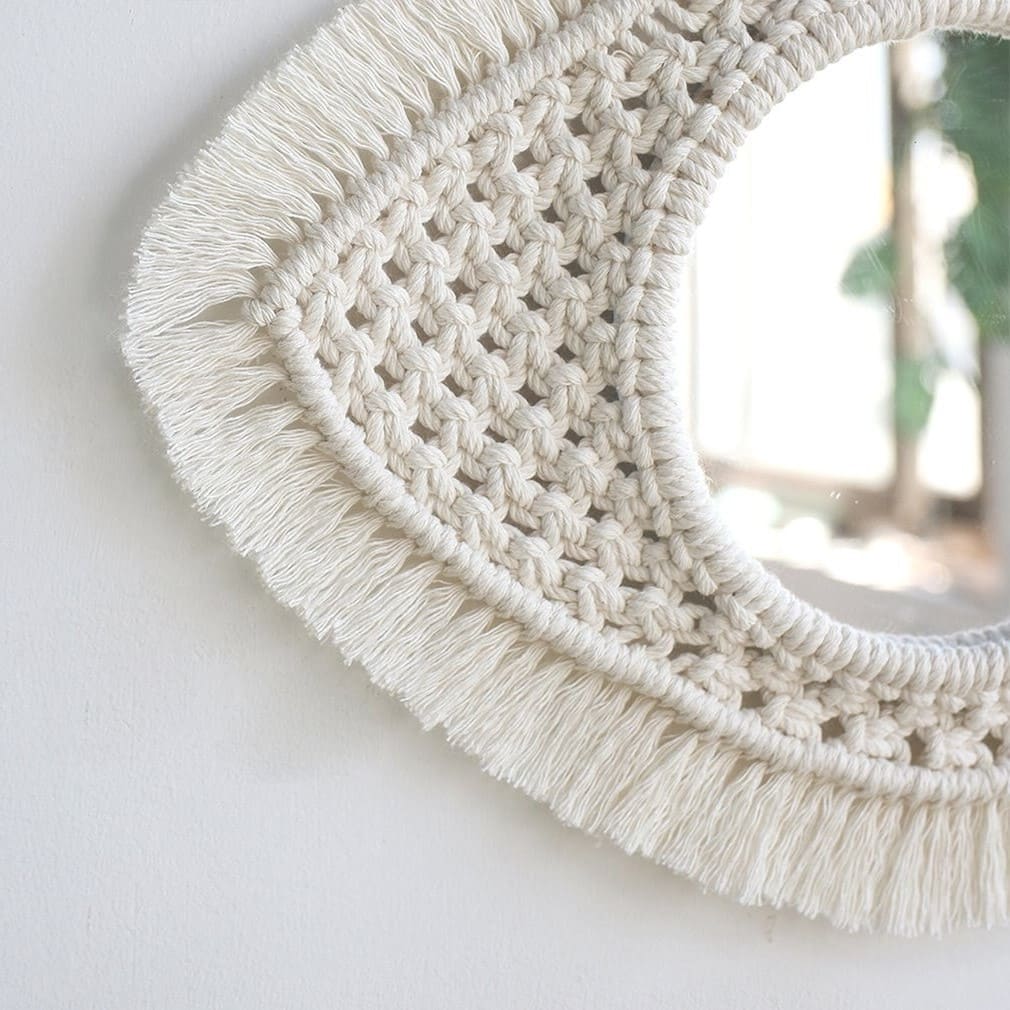 Miroir Mural Macramé Éclat Décoratif Esprit Macramé