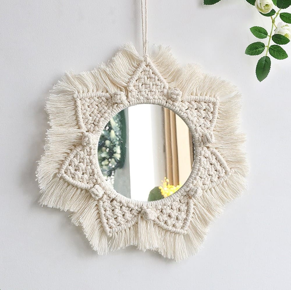 Miroir Mural Macramé Élégance Esprit Macramé
