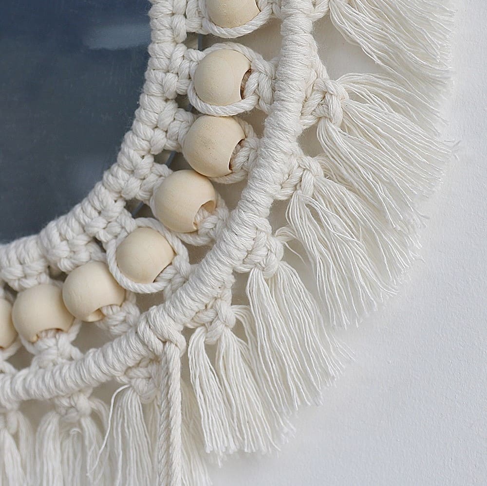 Miroir Plume Enchantée en Macramé Esprit Macramé