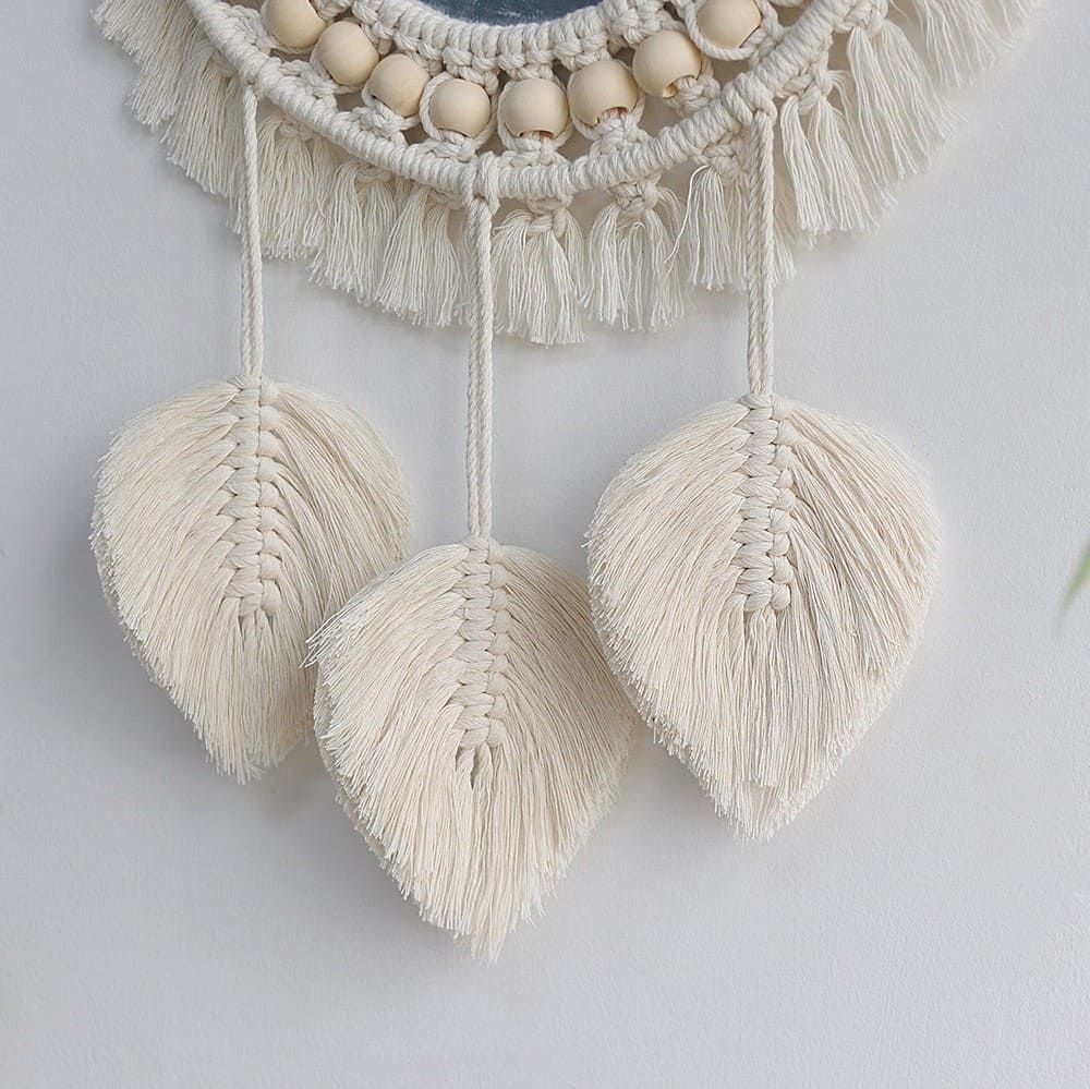 Miroir Plume Enchantée en Macramé Esprit Macramé