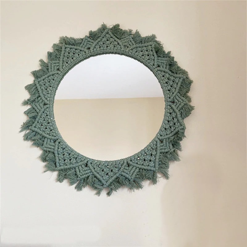 Miroir Rond Bohème en Macramé Élégant Esprit Macramé
