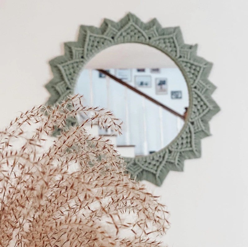 Miroir Rond Bohème en Macramé Élégant Esprit Macramé