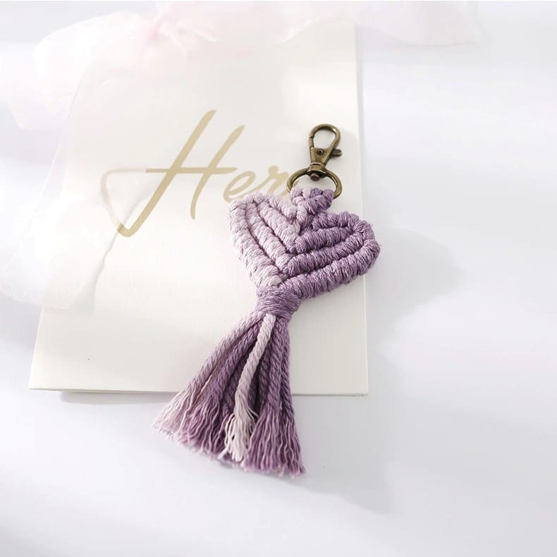 Porte-clé Cœur en Macramé Atelier Créatif Esprit Macramé