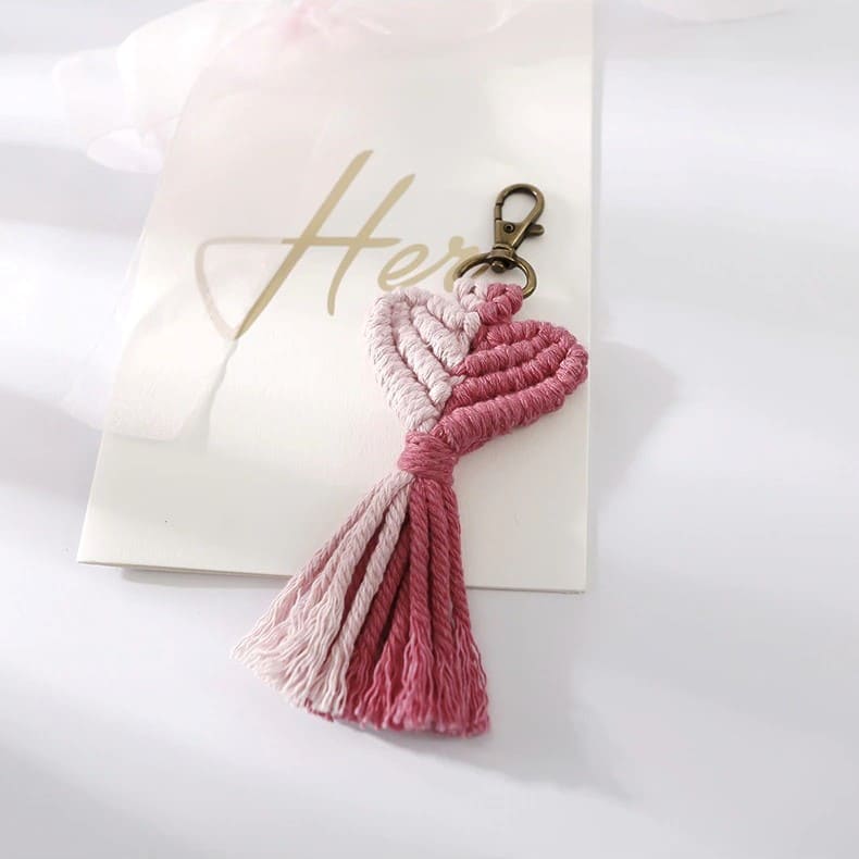 Porte-clé Cœur en Macramé Atelier Créatif Esprit Macramé