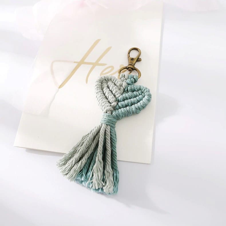 Porte-clé Cœur en Macramé Atelier Créatif Esprit Macramé