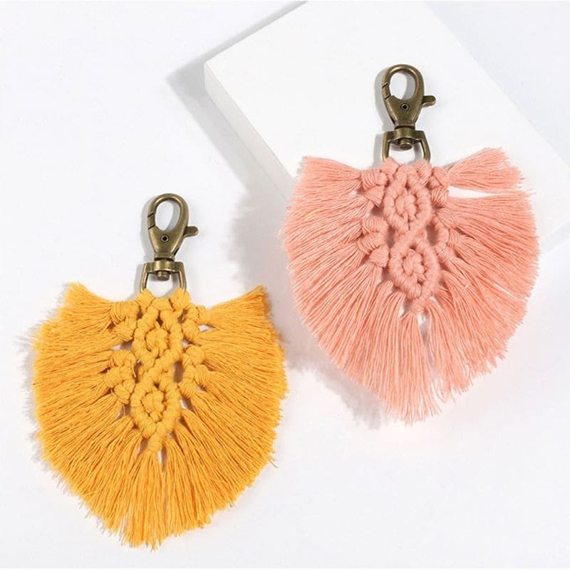 Porte-clé Macramé Feuille Élégante Esprit Macramé