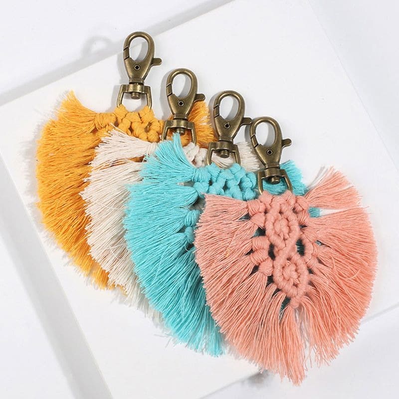Porte-clé Macramé Feuille Élégante Esprit Macramé