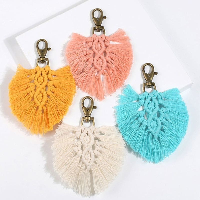 Porte-clé Macramé Feuille Élégante Esprit Macramé