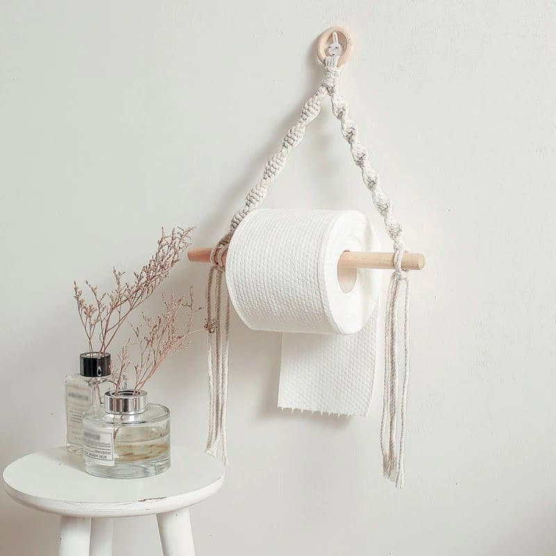 Porte-papier toilette design en corde Macramé Esprit Macramé